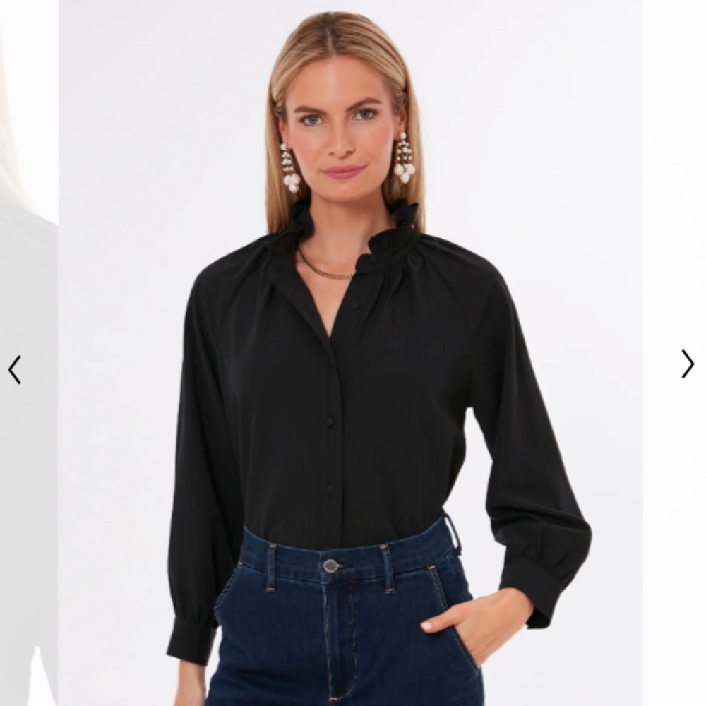 Black Seersucker Harlee Blouse